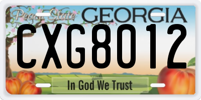 GA license plate CXG8012