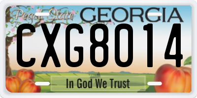 GA license plate CXG8014