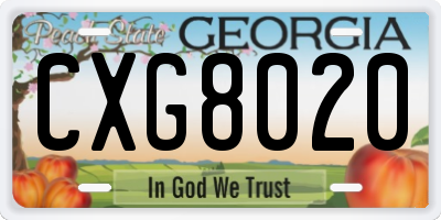 GA license plate CXG8020