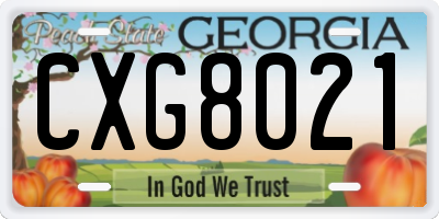 GA license plate CXG8021
