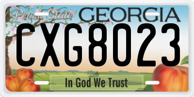 GA license plate CXG8023