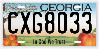GA license plate CXG8033