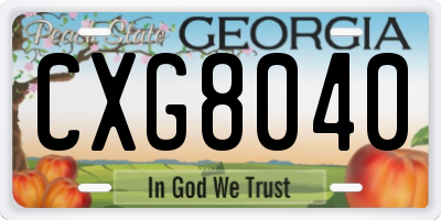 GA license plate CXG8040