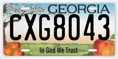 GA license plate CXG8043