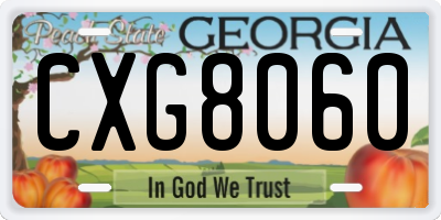 GA license plate CXG8060