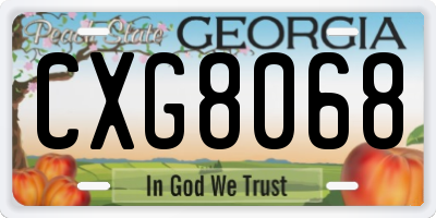GA license plate CXG8068