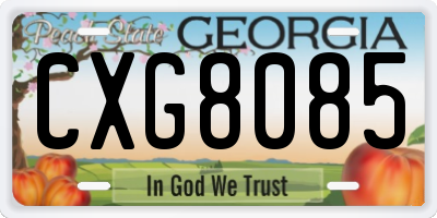 GA license plate CXG8085
