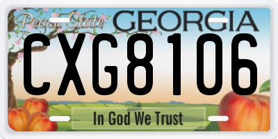 GA license plate CXG8106