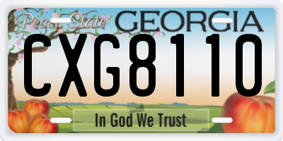 GA license plate CXG8110