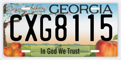 GA license plate CXG8115