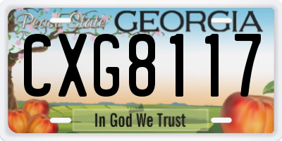 GA license plate CXG8117