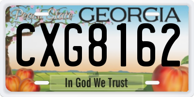 GA license plate CXG8162