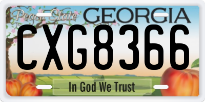 GA license plate CXG8366