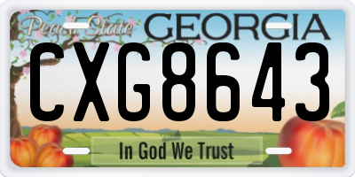 GA license plate CXG8643