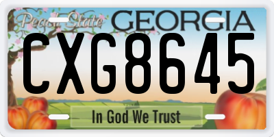 GA license plate CXG8645