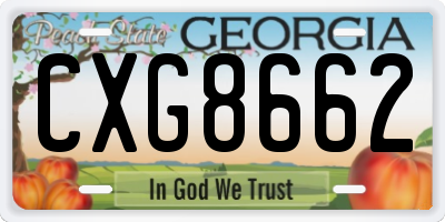 GA license plate CXG8662