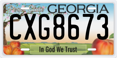 GA license plate CXG8673