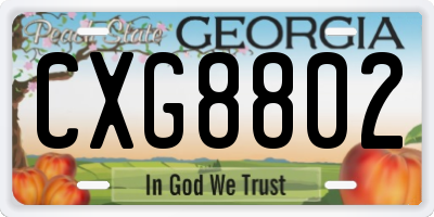 GA license plate CXG8802