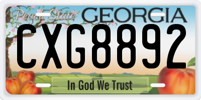 GA license plate CXG8892