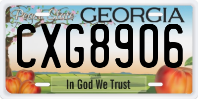GA license plate CXG8906