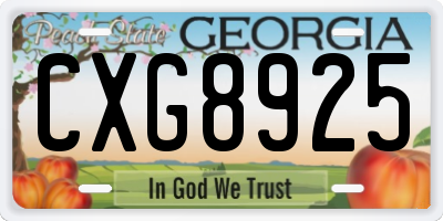 GA license plate CXG8925