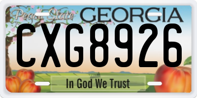 GA license plate CXG8926
