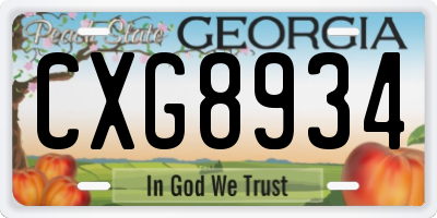 GA license plate CXG8934