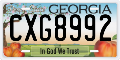 GA license plate CXG8992