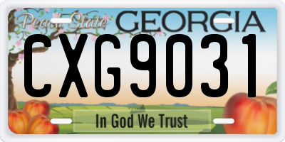 GA license plate CXG9031