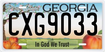 GA license plate CXG9033