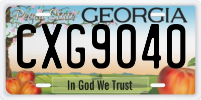 GA license plate CXG9040