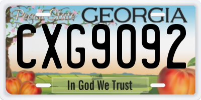 GA license plate CXG9092