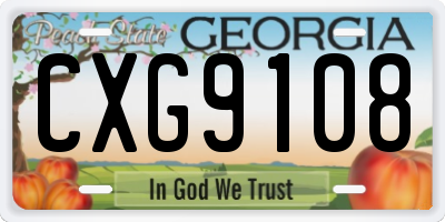GA license plate CXG9108