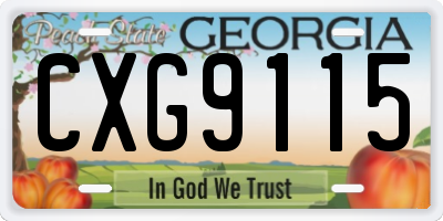 GA license plate CXG9115