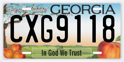 GA license plate CXG9118