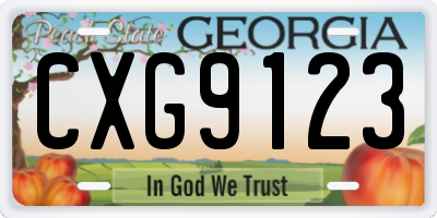 GA license plate CXG9123