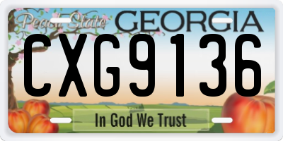 GA license plate CXG9136
