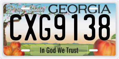 GA license plate CXG9138