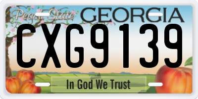 GA license plate CXG9139