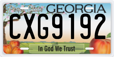 GA license plate CXG9192