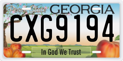 GA license plate CXG9194