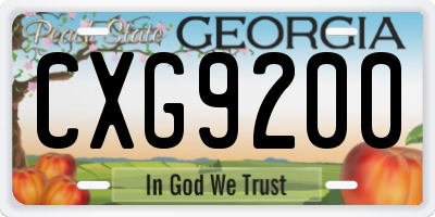 GA license plate CXG9200