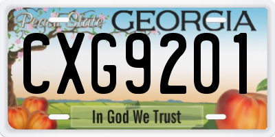 GA license plate CXG9201