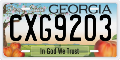 GA license plate CXG9203