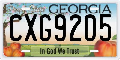 GA license plate CXG9205