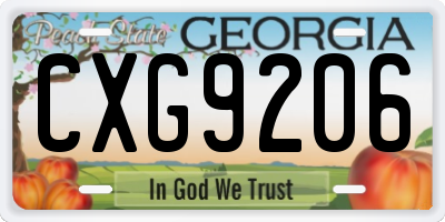 GA license plate CXG9206
