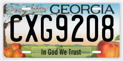 GA license plate CXG9208