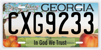 GA license plate CXG9233
