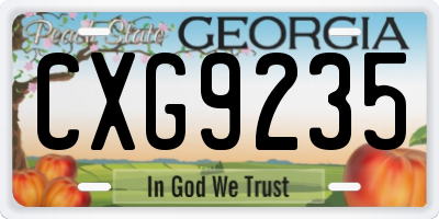 GA license plate CXG9235