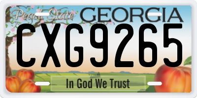 GA license plate CXG9265